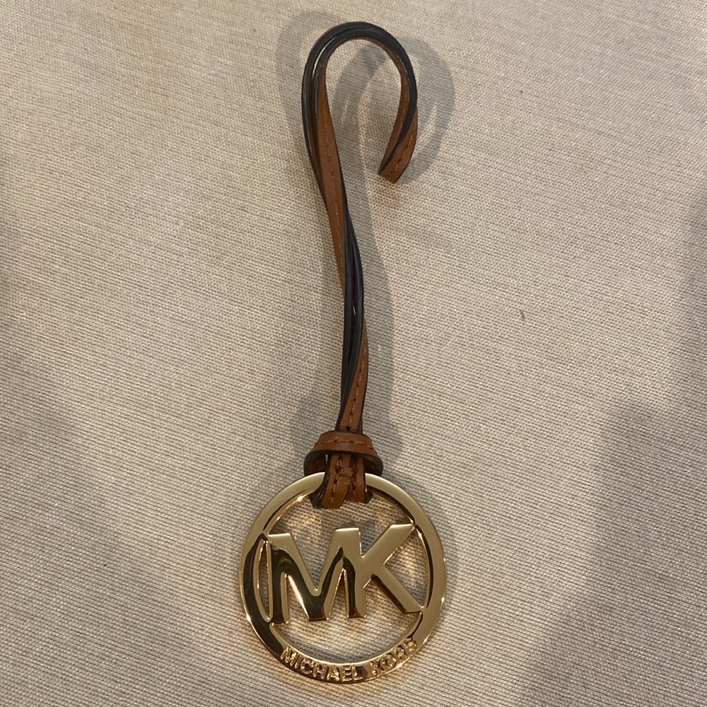 Michael Kors Keychain Camel Leather Strap with Gold MK